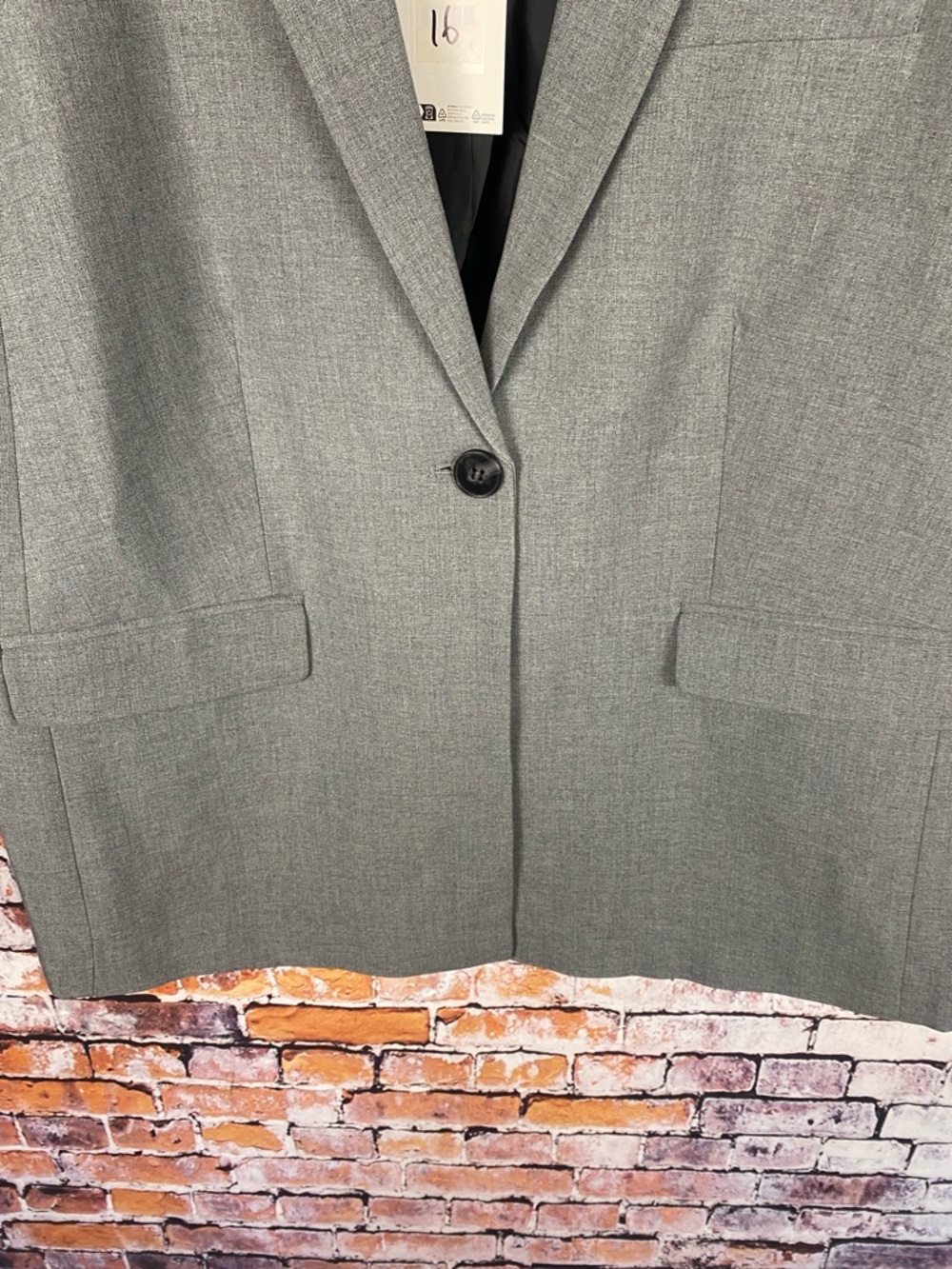 Kaffe Curve IDA Short Sleeve Grey Lightweight Classic Neutral Coat Blazer Sz 16 - Picture 8 of 16